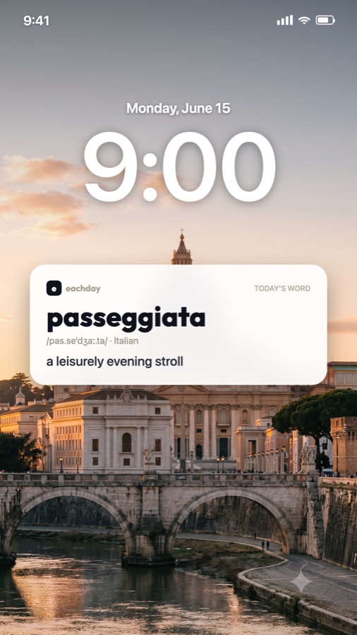 Eachday word of the day on an iPhone lock screen
